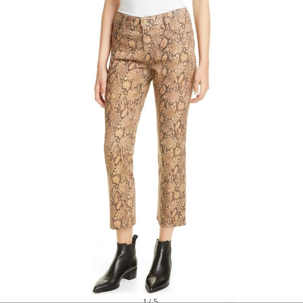NWT FRAME Le High Python Print Ankle Crop Coated Skinny Jeans Women’s Size 26